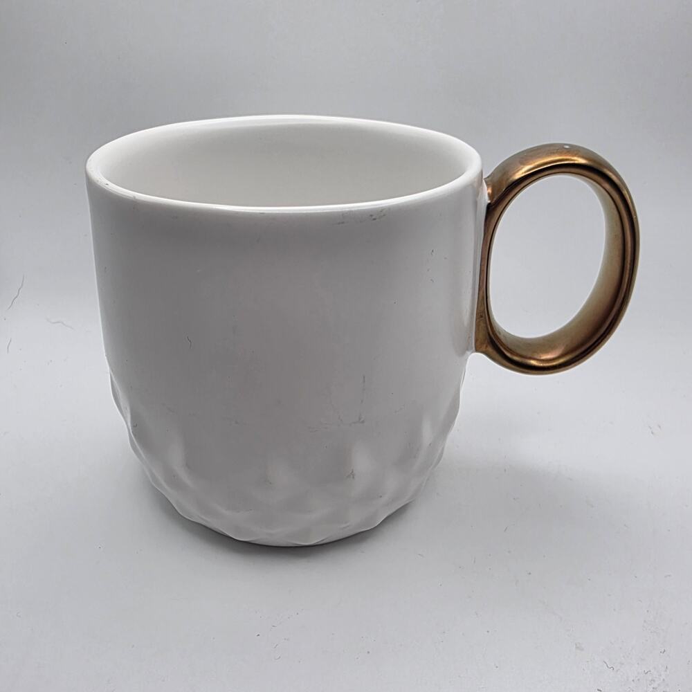 Starbucks 2013 White Diamond Studded Copper Tone Handles Coffee Cup Pineapple